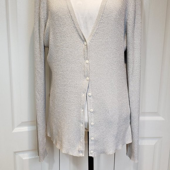 ALFRED SUNG SIZE XXL SILVER METALLIC SWEATER/CARDIGAN - Picture 1 of 8